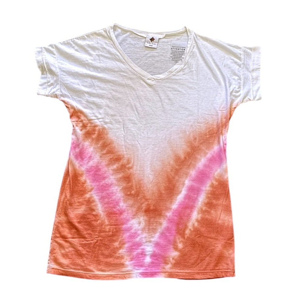 NWT Like Love Womens V Neck T Shirt Tie Dye Short Sleeve Casual Top Size Small‎